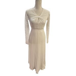 Little Mistress Women's White Lace Maxi Dress Formal Long Sleeve Size Small